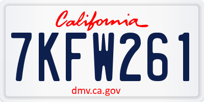CA license plate 7KFW261