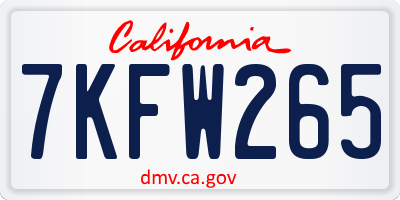CA license plate 7KFW265