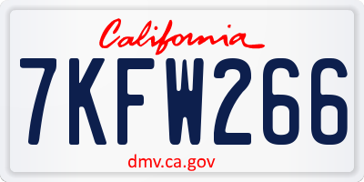 CA license plate 7KFW266