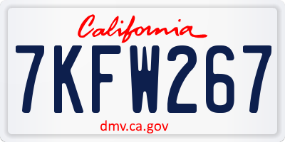 CA license plate 7KFW267