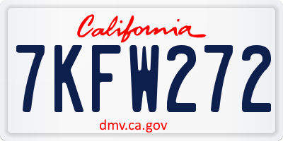 CA license plate 7KFW272