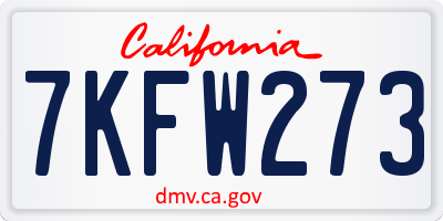 CA license plate 7KFW273