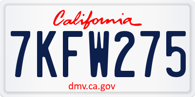 CA license plate 7KFW275