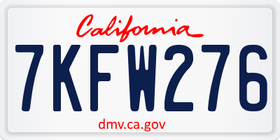 CA license plate 7KFW276