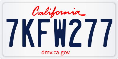 CA license plate 7KFW277
