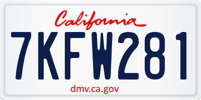 CA license plate 7KFW281