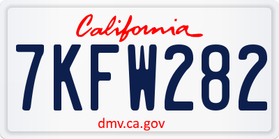 CA license plate 7KFW282