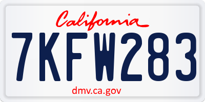 CA license plate 7KFW283