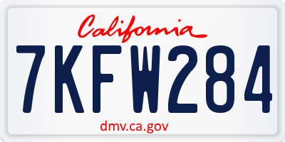 CA license plate 7KFW284