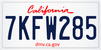 CA license plate 7KFW285