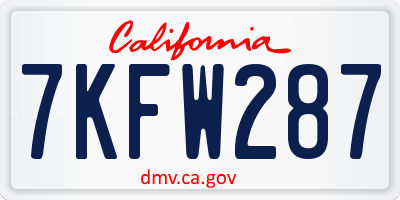 CA license plate 7KFW287