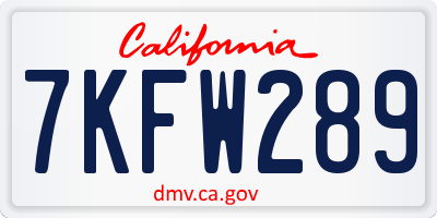 CA license plate 7KFW289