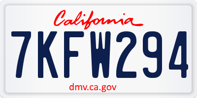 CA license plate 7KFW294