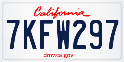 CA license plate 7KFW297