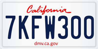CA license plate 7KFW300