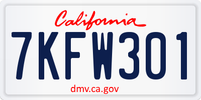 CA license plate 7KFW301