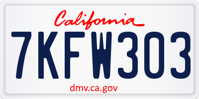 CA license plate 7KFW303