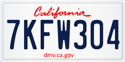 CA license plate 7KFW304