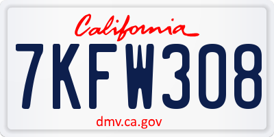 CA license plate 7KFW308