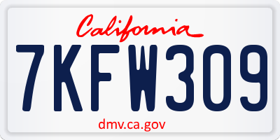 CA license plate 7KFW309