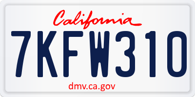 CA license plate 7KFW310