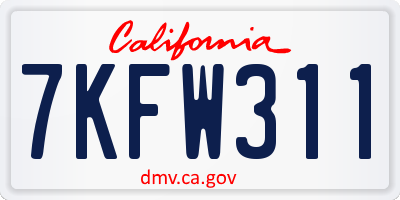 CA license plate 7KFW311
