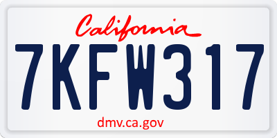 CA license plate 7KFW317