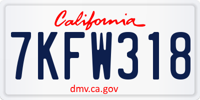 CA license plate 7KFW318