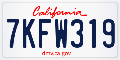 CA license plate 7KFW319