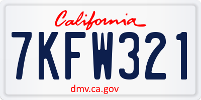 CA license plate 7KFW321