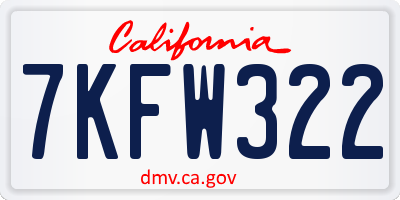 CA license plate 7KFW322