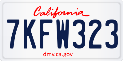 CA license plate 7KFW323