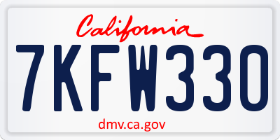 CA license plate 7KFW330