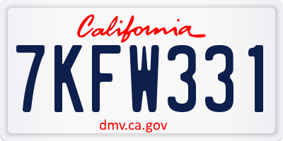 CA license plate 7KFW331