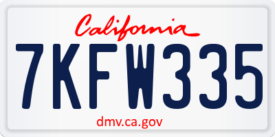 CA license plate 7KFW335