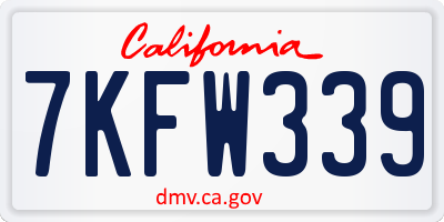 CA license plate 7KFW339
