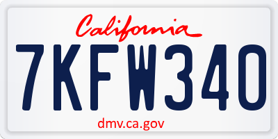 CA license plate 7KFW340