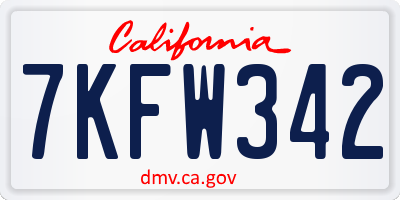 CA license plate 7KFW342