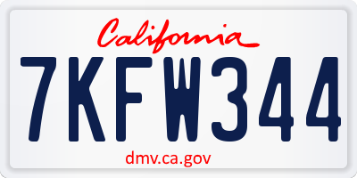 CA license plate 7KFW344