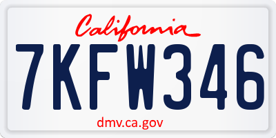 CA license plate 7KFW346