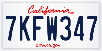 CA license plate 7KFW347