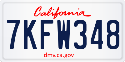 CA license plate 7KFW348