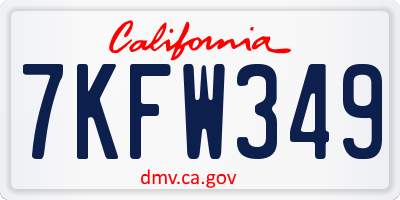 CA license plate 7KFW349