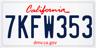CA license plate 7KFW353