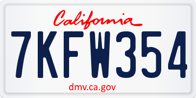 CA license plate 7KFW354
