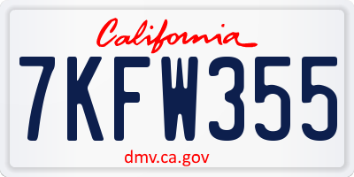 CA license plate 7KFW355