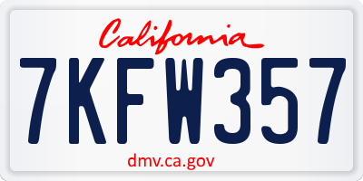 CA license plate 7KFW357