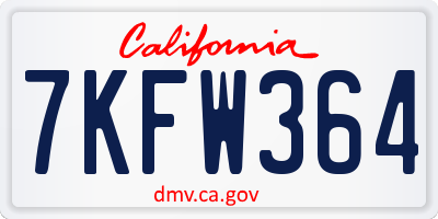 CA license plate 7KFW364