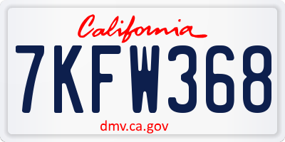CA license plate 7KFW368