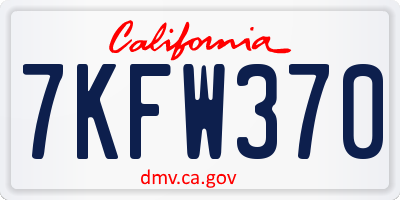 CA license plate 7KFW370
